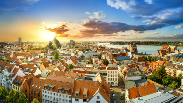 Vy över Rostocks gamla stan