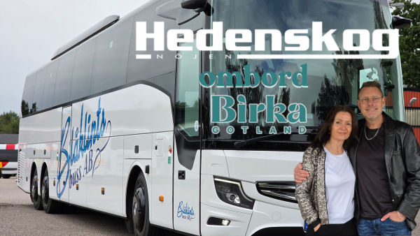 En Blåklintsbuss och Hedenskog i ett montage